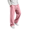 thumbnail image 2 of Dwellite Wide Leg Baggy Sweatpants Men Elastic Waist Casual Lounge Pants Drawstring Joggers Pants with Pockets Pink L, 2 of 8
