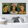 thumbnail image 3 of IDEA4WALL Framed Canvas Print Wall Art Set of 3 Floral Self Portraits by Frida Khalo Retro Art Vintage Nature & Humanities Artwork Colorful Vivid Art Prints for Home Decor - Black 16"x24"x3, 3 of 5