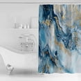 thumbnail image 2 of Abstract Marble Texture Shower Curtain, 66" x 72", Gradient Green Gold Waves Waterproof Bathroom Curtain Washable Shower Curtain Set with 12 Hooks, 2 of 6