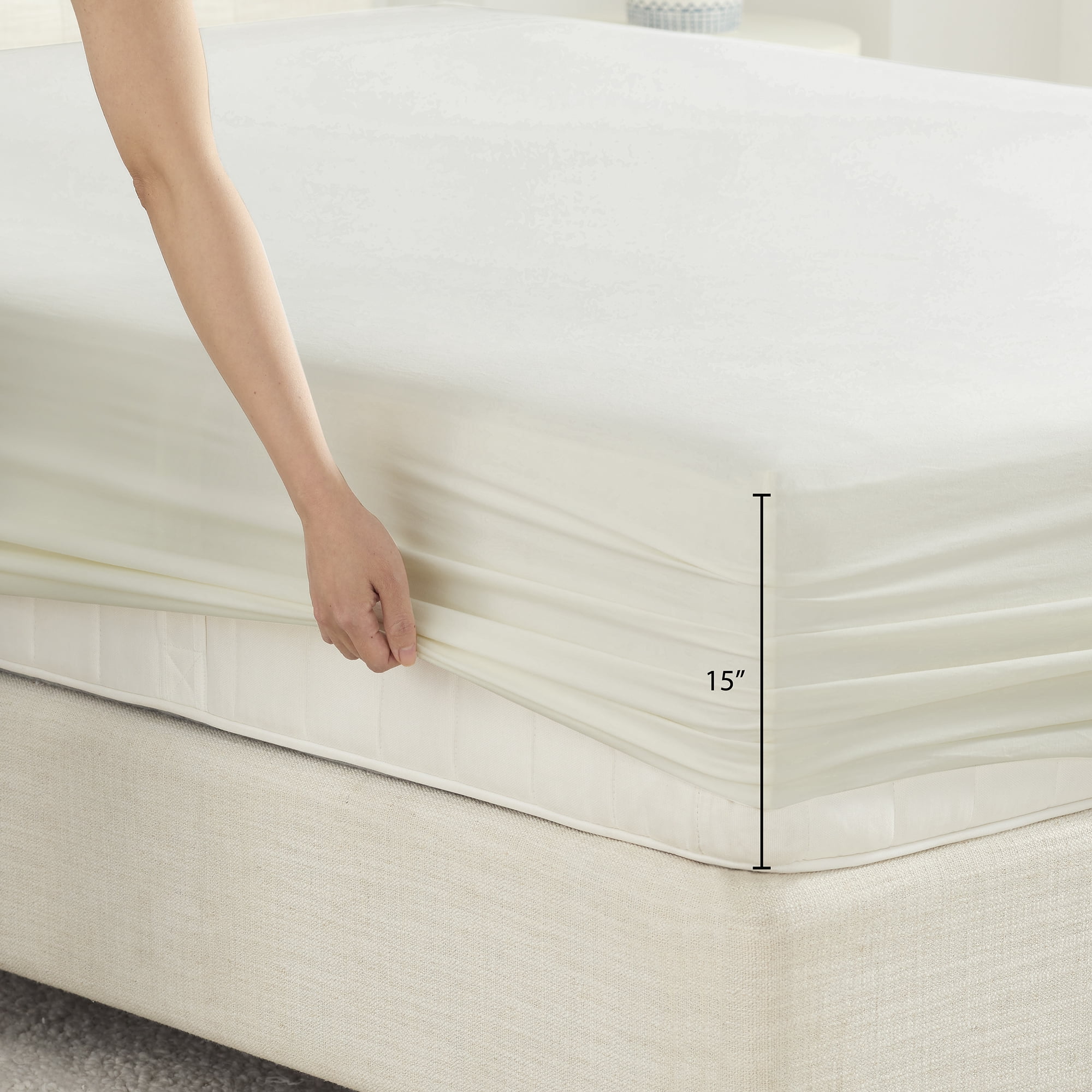 Casual Living Enzyme Comfort Washed 4-Piece White Sheet Set, Brushed for softness, Easy Care, Queen - Deep Pocket