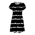 thumbnail image 3 of SHOPESSA Women's Round Neck Petal Short Sleeve With Pocket Ruffle Hem Tunic Dress Black Striped Dresses for Women, 3 of 7