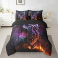 thumbnail image 2 of Magical Dragon Bedding Twin Size 7pcs Wild Animal Comforter Set, Purple Lightning Bedding Comforter Sets Flame Fire Bed in a Bag, 3D Dragon Bedding Accessories Teen Adult Magic Theme Decor, 2 of 5
