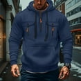 thumbnail image 2 of Evdexr Quarter Zip Hoodies Mens Big and Tall Tactical Pullover Winter Drawstring Long Sleeve Athletic Hoodie Fall Multiple Pockets Loose Fit Zip Up Sweatshirt Navy XL, 2 of 7