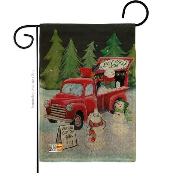 Breeze Decor BD-XM-G-114207-IP-DB-D-US18-WA 13 x 18.5 in. Snowmen Hot Cocoa Burlap Winter Christmas Impressions Decorative Vertical Double Sided Garden Flag