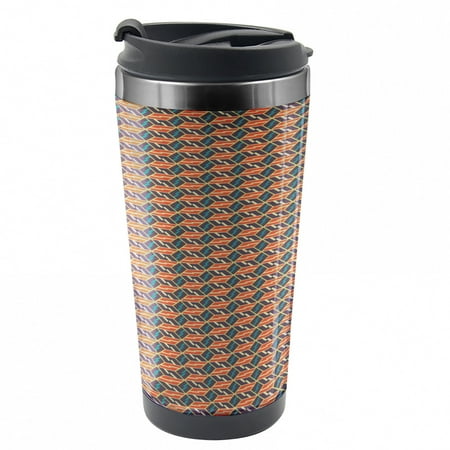 

Abstract Travel Mug Rhombuses Hexagons Steel Thermal Cup 16 oz by Ambesonne