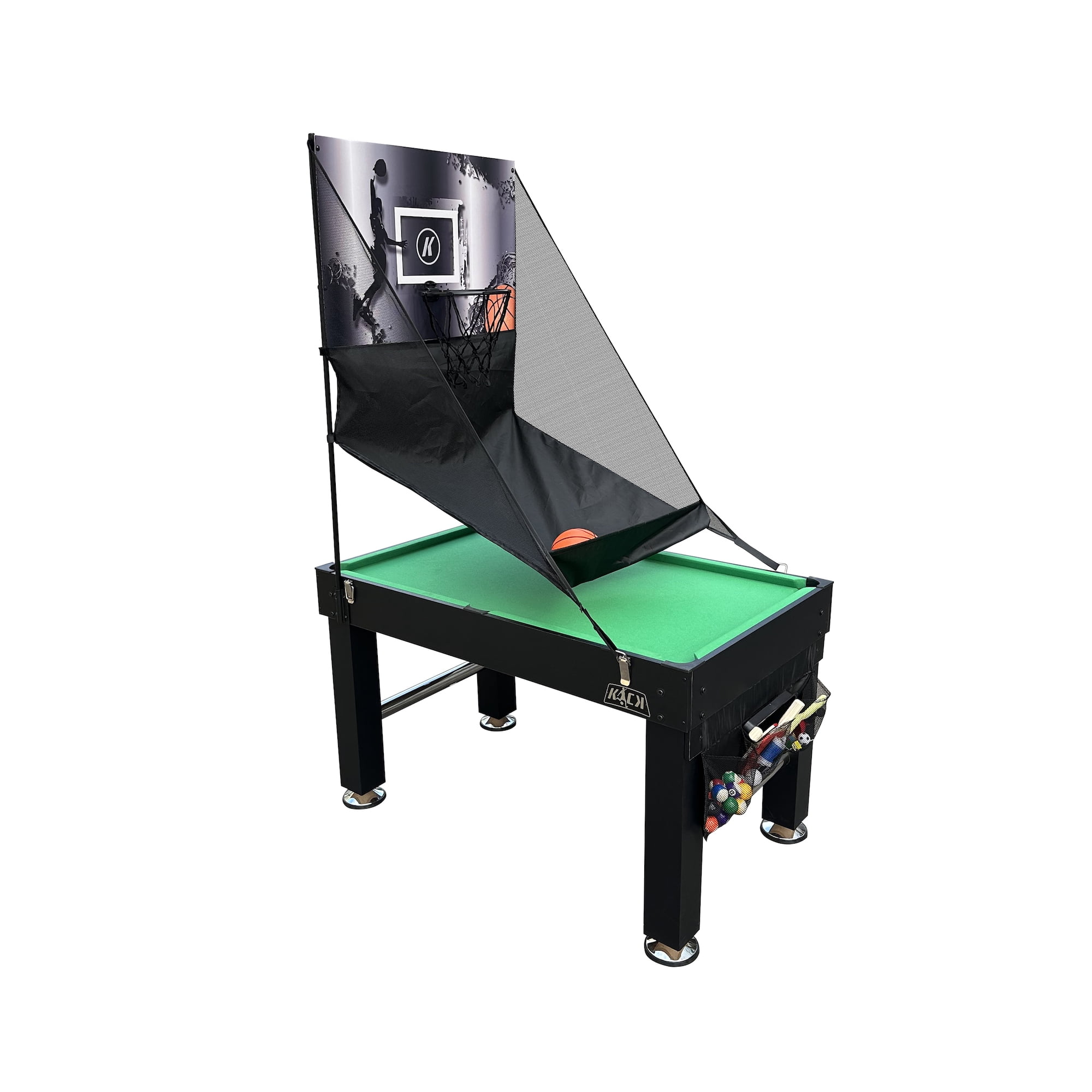 KICK Morpheus 55″ 5 in 1 Multi-Game Table&nbsp;(Black) - Combo Game Table Set - Foosball, Billiards/Pool, Glide Hockey, Table Tennis, and Basketball for Home, Game Room, Friends and Family!
