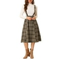 thumbnail image 2 of MODA NOVA Junior's Retro Plaid Tartan A-Line Suspender Midi Skirt, 2 of 5