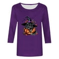 thumbnail image 4 of Inverlee Women's Halloween Shirts Plus Size Pumpkin Ghost Print Tees Loose Fit Round Neck T-shirt 3/4 Sleeve Holiday Blouse Tops Halloween Clothes, 4 of 5