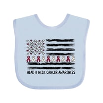 Inktastic Head and Neck Cancer Awareness- Flag and Ribbon Boys or Girls Baby Bib