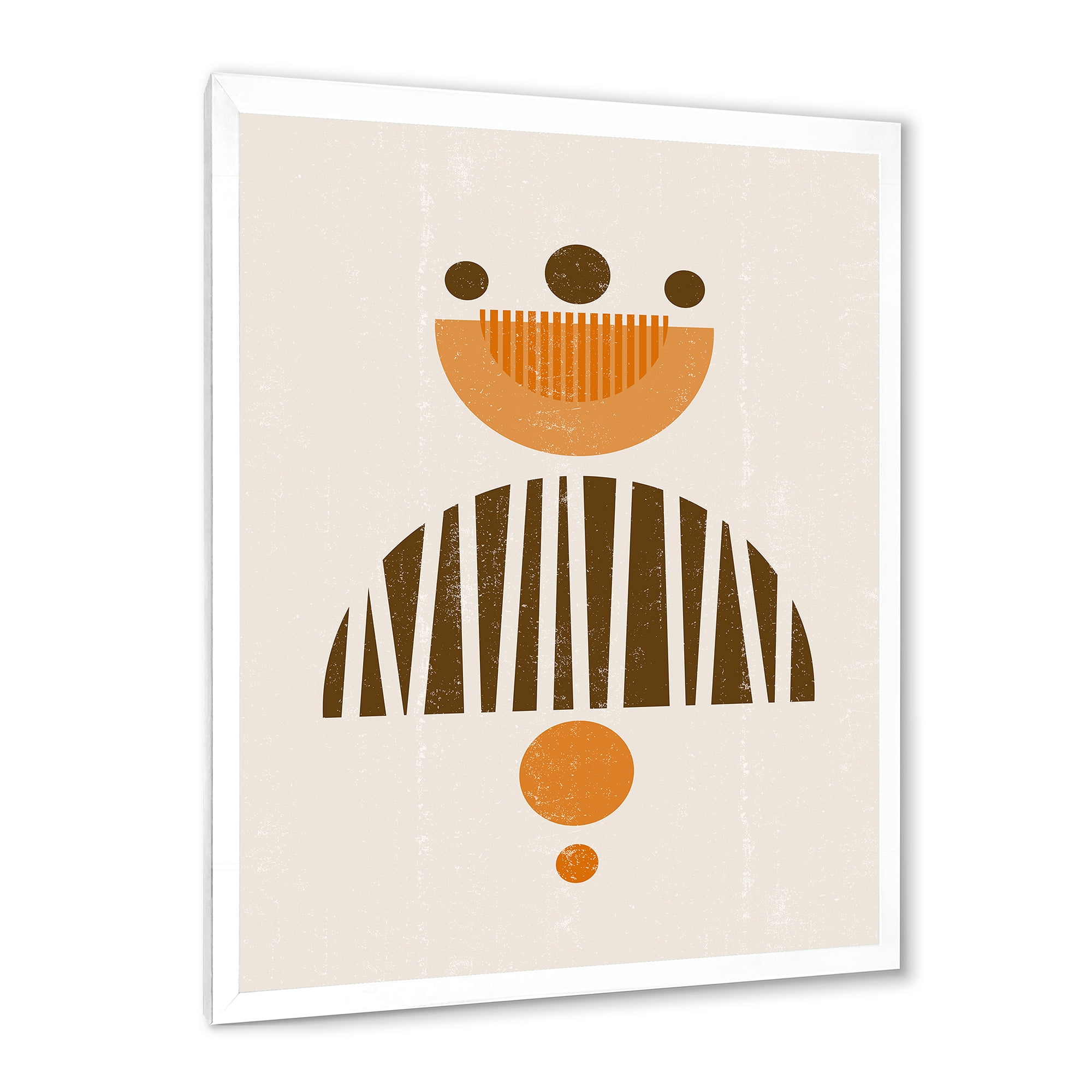 Designart 'Abstract Minimal Moon and Sun In Earth Tones IV' Modern Framed Art Print