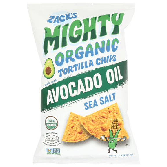 Zack's Mighty Organic Regenerative Tortilla Chips Made with Avocado Oil Sea Salt -- 7.5 oz