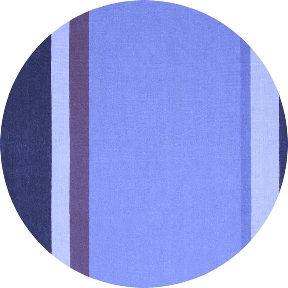 Ahgly Company Machine Washable Indoor Round Abstract Blue Contemporary Area Rugs, 5' Round