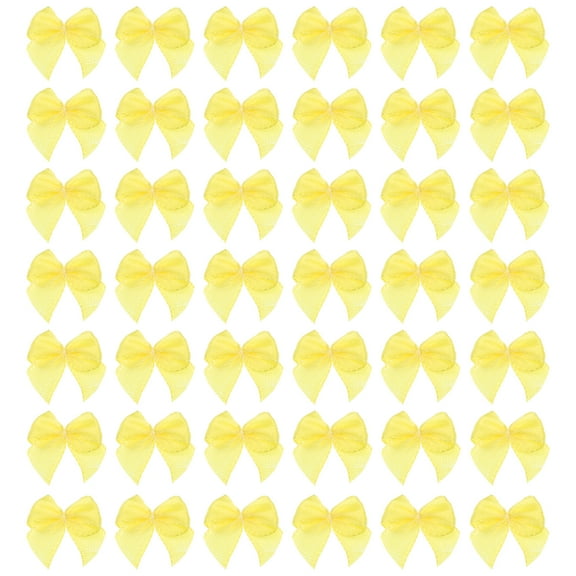 Uxcell 80Pcs Mini Ribbon Bow 1" Mini Fabric Satin Ribbon Flower Bows Craft DIY Sewing Wedding Birthday Party Yellow