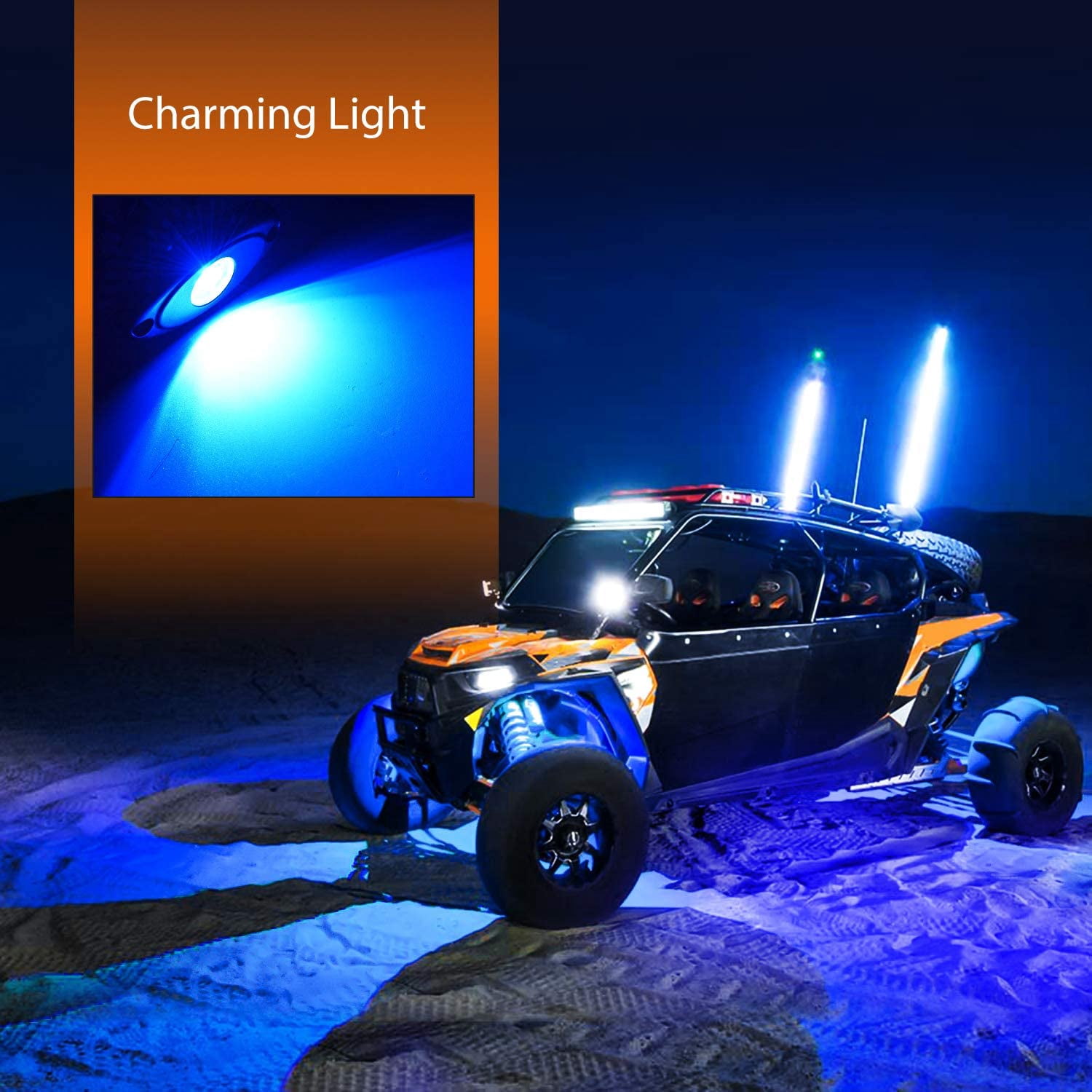 Nilight Led Rock Light 6Pcs Blue Light Pods Waterproof Under Body Wheel Well Light Exterior Interior Lights for Car Truck Pickups ATV UTV SUV Motorcycle Boat