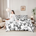 thumbnail image 5 of Homewish Gothic Halloween Skull Bat 7-Piece Twin Bedding,Rose Spider Web Print Bedding Comforter Set,White Black,Light Gray Reversible, 5 of 8