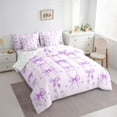 thumbnail image 3 of Manfei Lovely Girls Bowknot 7 Pieces Bedding Comforter Set,Cartoon Bow Tie Full Bedding Set,Purple Polka Dot Fitted Sheet Flat Sheet For Kids,Luxury Bedroom Decor Reversible, 3 of 8