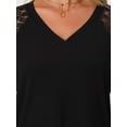thumbnail image 5 of Allegra K Lace Lantern Long Sleeve Tops for Women's V Neck Casual Solid Blouse, 5 of 6