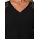 thumbnail image 5 of INSPIRE CHIC Blusa de Manga Larga con Encaje para Mujeres, Estilo Casual con Cuello en V, Color Negro S, 5 of 6