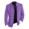 thumbnail image 4 of Domuza Mens Suede Blazer Jacket Faux Leather Retro Casual Single Breasted Suit Jackets Fall Winter Fashion Stand Collar Sport Coat with Pockets, 4 of 6