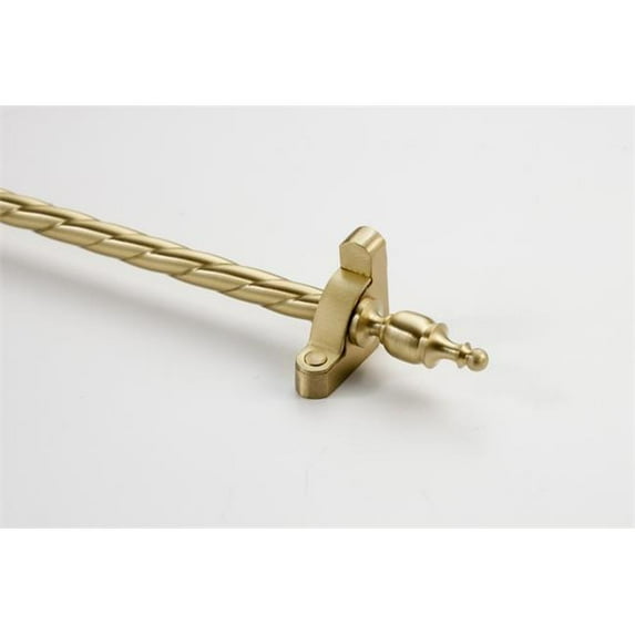 Zoroufy 01804-03864 48 in. Heritage Roped Tubular Stair Rod Set Regular Brackets Crown Finial in Brushed Brass