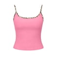 thumbnail image 3 of Aoochasliy Women U Neck Sleeveless Spaghetti Strap Tank Top Summer Casual Solid Color Base Leopard Cami Blouse Lightweight Soft Loose Fit Casual Vest Tops, 3 of 6