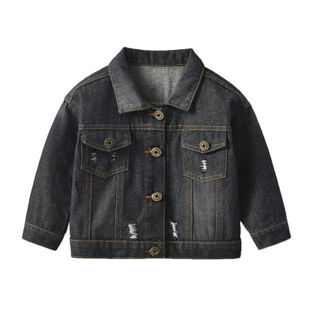 

Zhuashum Boys Coat Toddler Children Outwear Autumn Winter Long Sleeve Denim Jacket Blouse Black Short A Adorable Boy S Top 18-24 Months