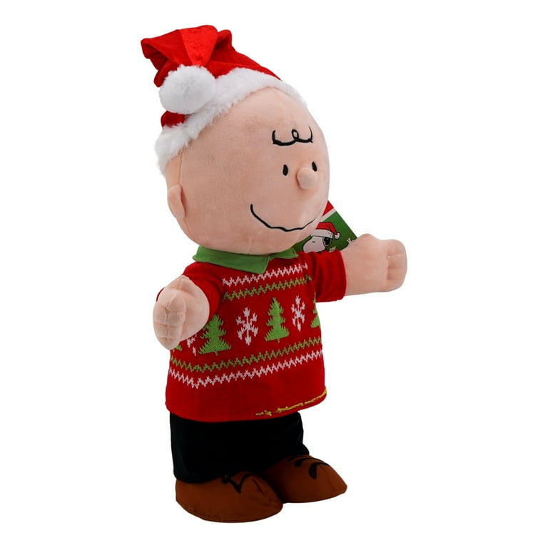 Charlie Brown Holiday Greeter (24 in) Peanuts Plush Doll Christmas