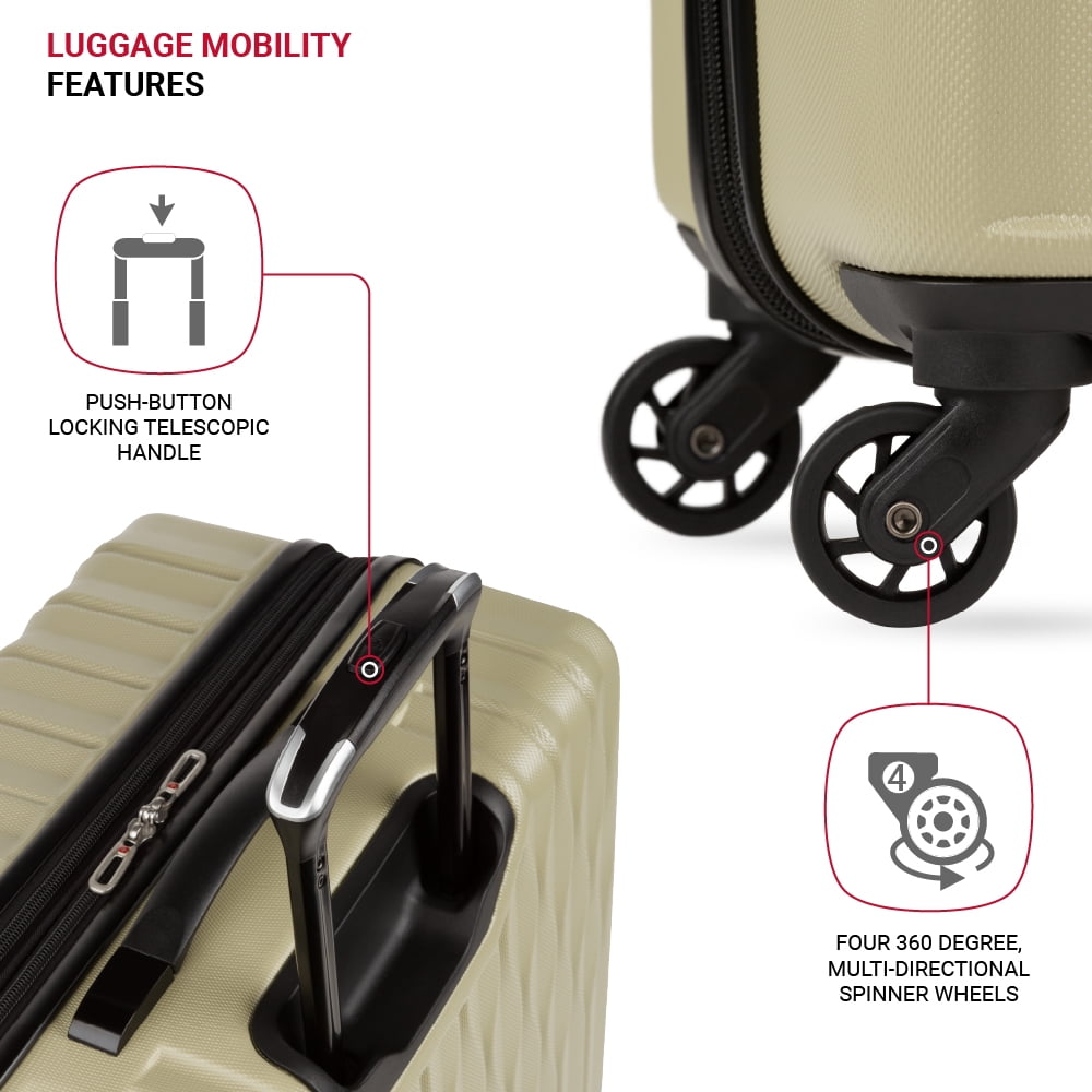 SWISSGEAR Wave Hardside Expandable Large Checked Luggage with Spinner Wheels, Sand