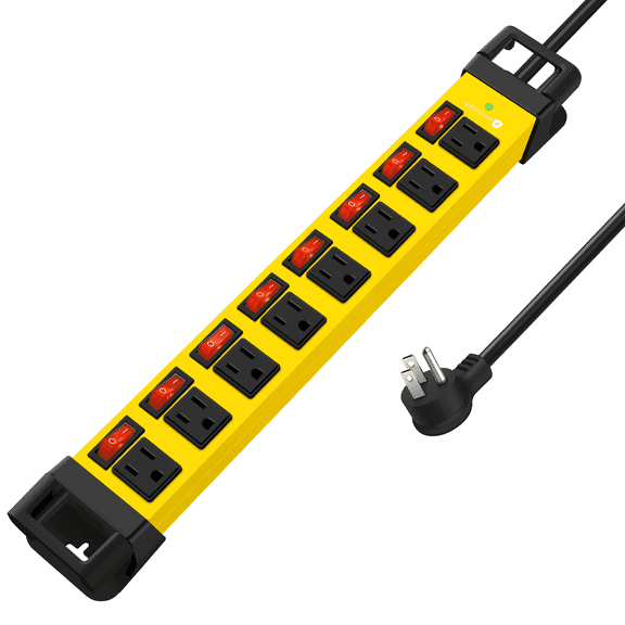VILONG 8-Outlet Heavy Duty Surge Protector Power Strip with Individual Switches, 6ft Extension Cord Flat Plug, Etl Certified, Yellow