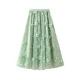thumbnail image 2 of XIAONU Women's Floral-Embroidered Tulle Maxi Skirt Elastic Waist Flared Skirt Romantic Elegant Bridal Shower Tea Party Wear, 2 of 7