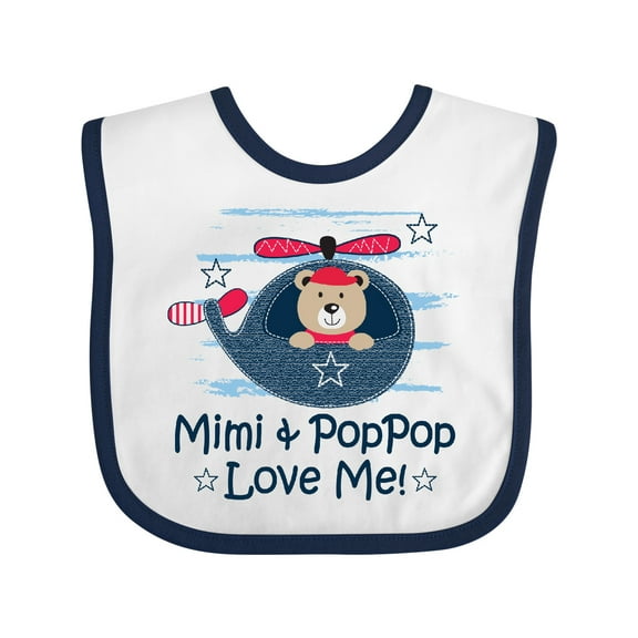 Inktastic Mimi and Poppop Love Me Boys Baby Bib