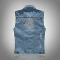 thumbnail image 3 of Pxiakgy shirts for men Casual Vest Blouse Fashion Jacket Cowboy Denim Men's Shoulder In Men's blouse Men Formal Shirts Blue + M, 3 of 9