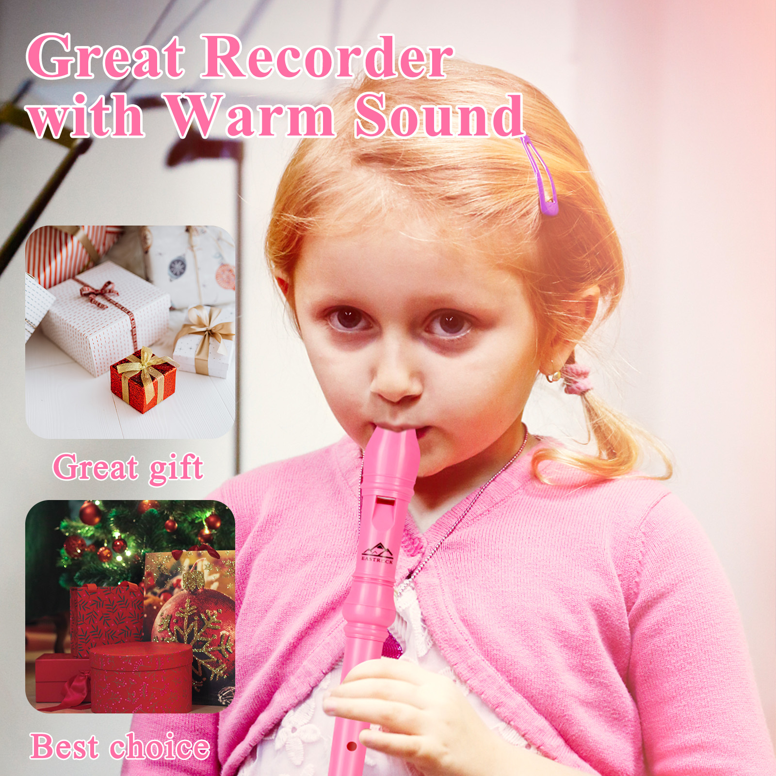 EastRock Soprano Recorder Pink with Cleaning Rod photo 4