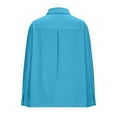 thumbnail image 5 of Dazajoo Cotton and Linen Shirts Women Summer Solid Color Long Sleeve Tops with Pockets 2025 Lightweight Casual Button Down Lapel Blouses,Blue,L, 5 of 7