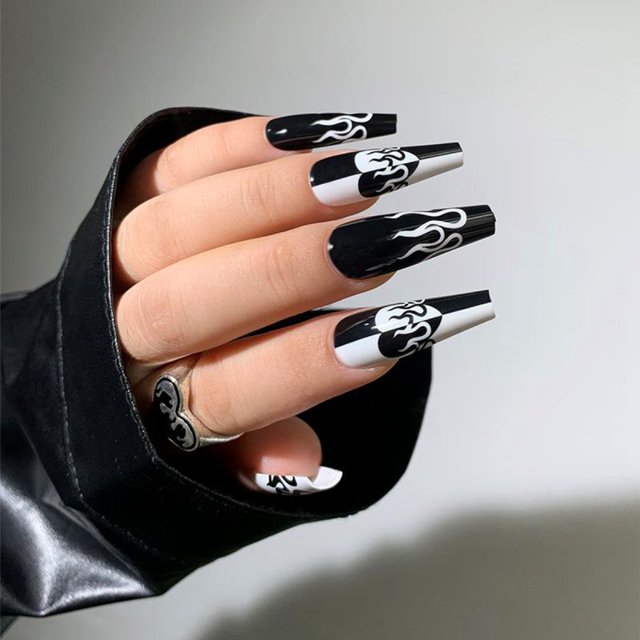24 uds, uñas postizas de Navidad, uñas postizas largas francesas portátiles, ataúd, prensa de Ballet en uñas con diseño, puntas de manicura, arte de uñas Tan Jianjun unisex
