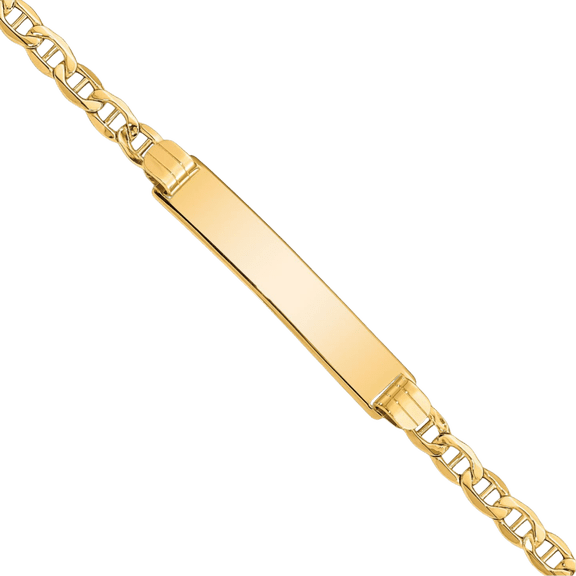 14K Solid Yellow Gold Anchor Mariner Link Name Bar Identification ID Bracelet