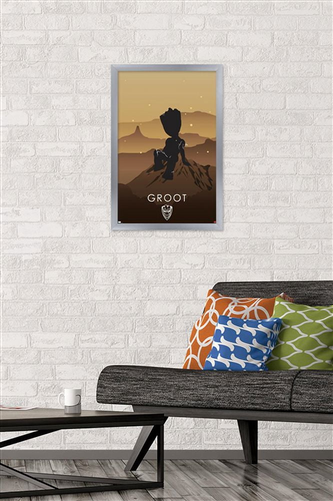 Marvel Heroic Silhouette - Groot Wall Poster, 14.725" x 22.375", Framed