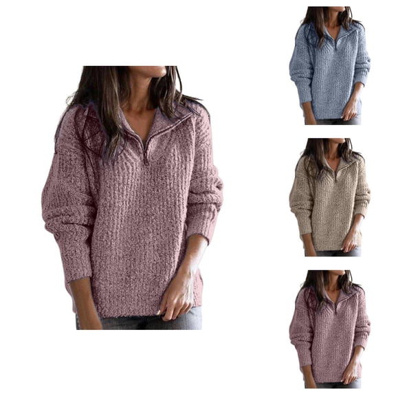 Women's Clothing Casual Pullover Sweaters Trendy Lightweight Knit Fall Top Women's Autumn/Winter Zip Up Long Sleeve Knitted Sweater Cardigan