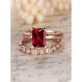 thumbnail image 2 of Limited Time Sale: 1.25 Carat Red Ruby (princess cut Ruby) and Diamond Engagement Bridal Wedding Ring Set in 10k Rose Gold, 2 of 2