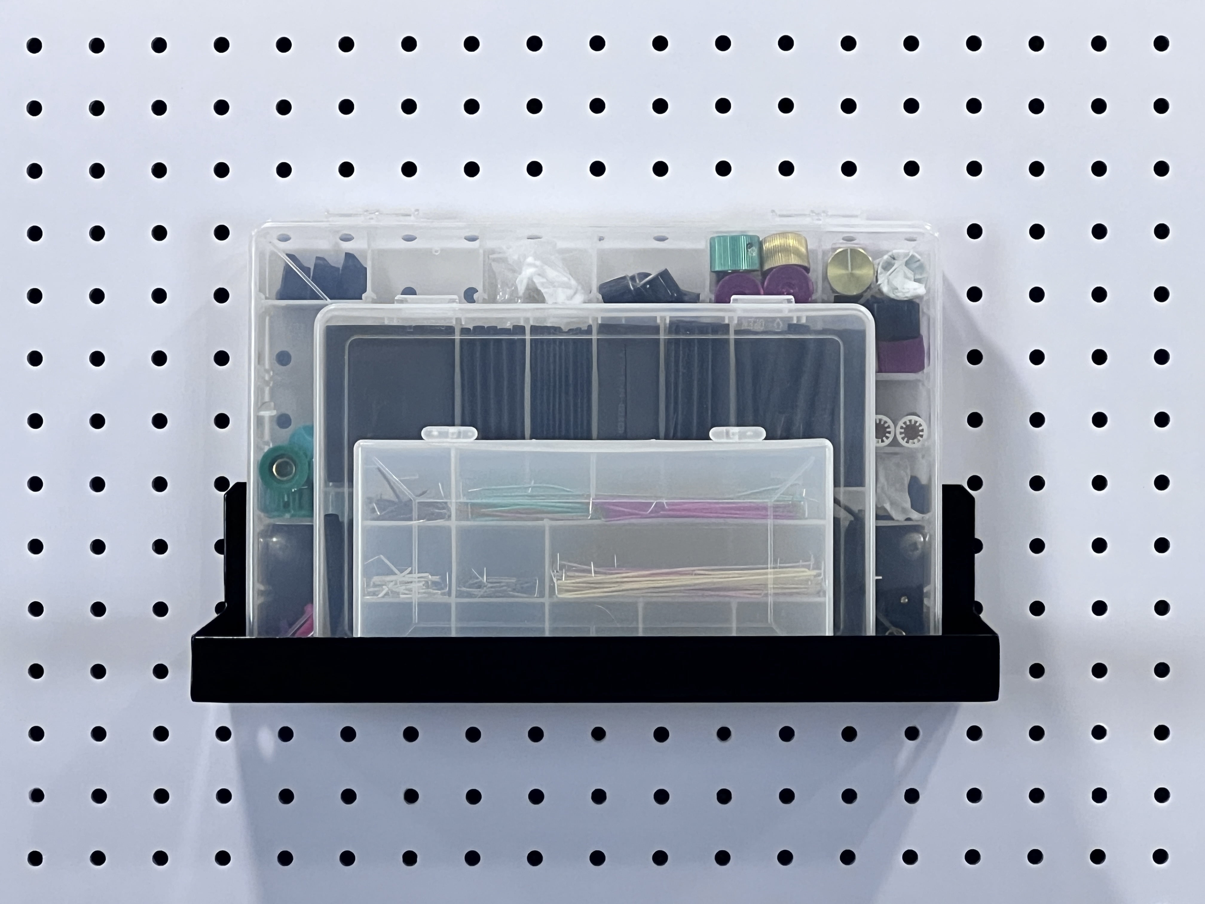 Triton Products 76126BK-36 Black Steel Pegboard Shelf with 36 piece DuraHook locking hook assortment