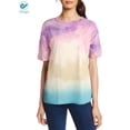 thumbnail image 3 of Deago Women's Tie Dye Blouse Summer Short Sleeve Round Neck Tops Shirts Loose Casual Tunic T-Shirt (Pink, 3XL), 3 of 6