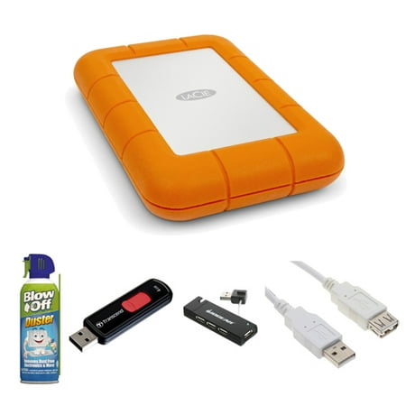 Other Desktop Drives (LaCie 301558 Rugged Mini USB 3.0/2.0 1TB External Hard Drive in Orange + 4GB JetFlash 500 USB 2.0 Flash Drive + Accessory)