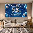 thumbnail image 5 of Blue and Silver Happy 55th Birthday Backdrop Banner with Balloon Elements Party Supplies Photography Props Birthday Decoration Photo Background Decorations, 5 of 7