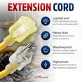 thumbnail image 3 of 75ft Outdoor/Indoor Extension Cord 12/3 Gauge Extra Heavy Duty 3 Prong SJTW, Waterproof, Flexible Cold-Resistant Long Power Cord,15A 125V 1875W, Yellow by LifeSupplyUSA, 3 of 10