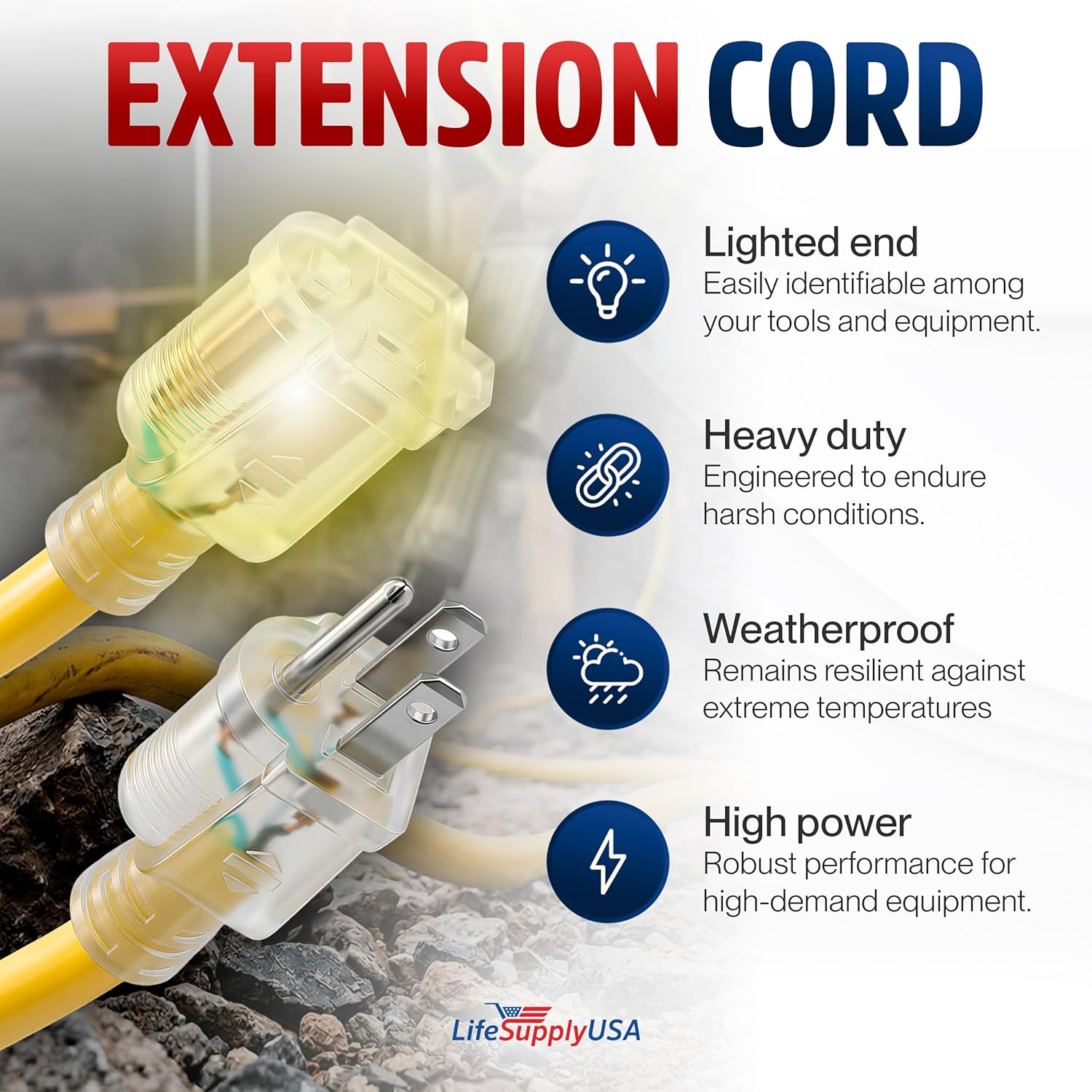 LifeSupplyUSA 25 Ft 10/3 Gauge Heavy Duty Extension Cord photo 8