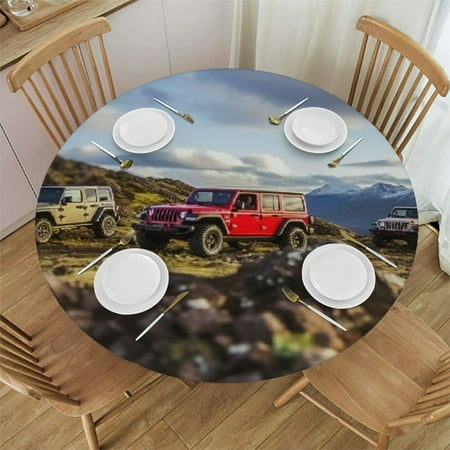 

Palnkart Rocky Hillside Round Table Cover Stain Resistant Washable Indoor Outdoor Tablecloth Kitchen Dining Wedding Parties Waterproof 100% Polyester Fiber 38-42