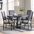 thumbnail image 2 of GDF Studio Zentner French Country Fabric Upholstered Wood and Cane 5 Piece Expandable Dining Set, Gray, 2 of 13
