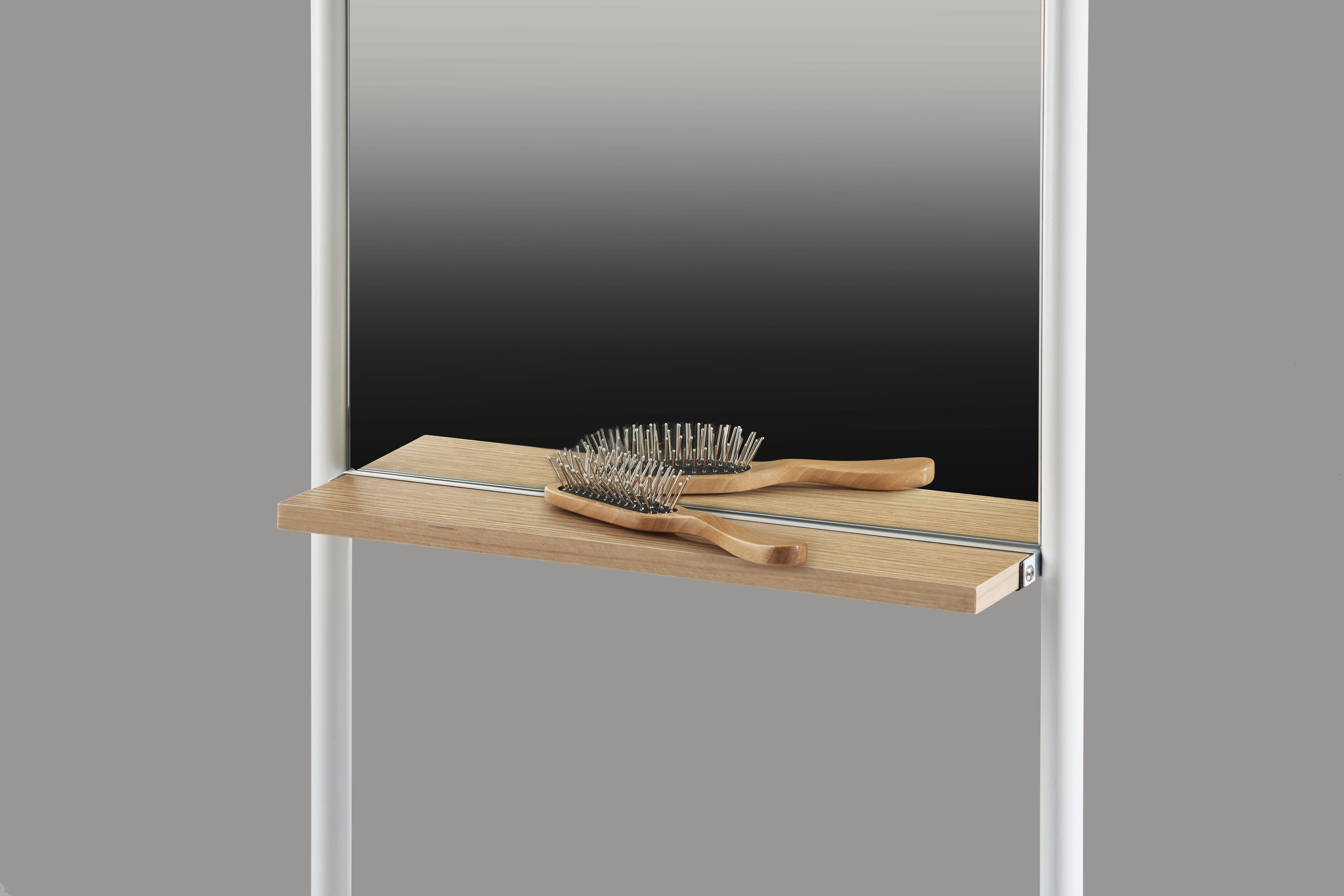Adesso, Monty Leaning Mirror, White with Natural Paper Veneer on MDF shelf