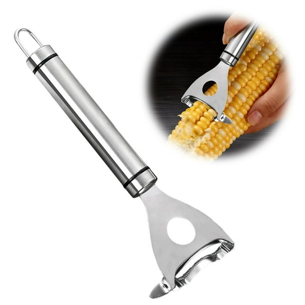 Electrodomésticos de cocina, pelador de maíz de acero inoxidable 2 en 1, pelador de maíz rápido y sin esfuerzo, herramienta duradera para pelar mazorcas, ahorro y comodidad.