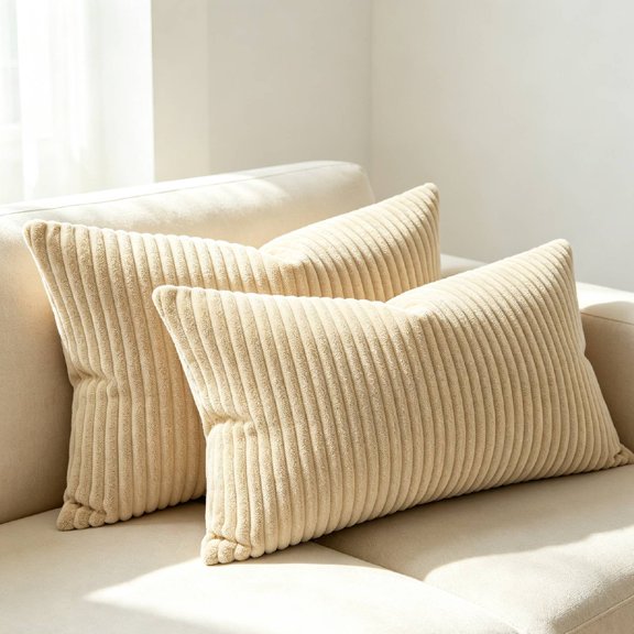 Soft Corduroy Decorative Throw Pillow Covers 20x12in,Set of 2, Mordern Nordic Home Decor, Boho Farmhouse Cushion Covers for Couch Bed Sofa Living Room